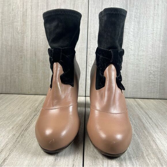 RARE Chie Mihara Black Beige Leather Heeled Boot Shoe Women’s Size 8 EUR 38 - Picture 5 of 10